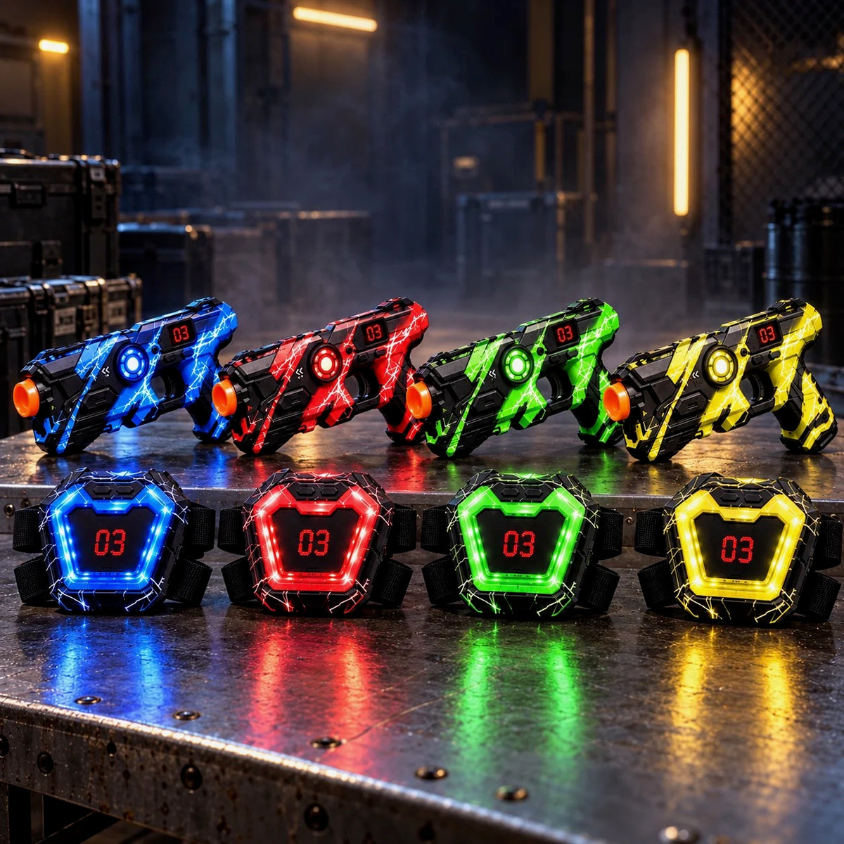 Kit laser game LUMIZAP : pistolets infrarouges et plastrons LED